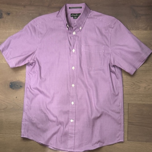 Eddie Bauer Purple Checkered Men's Shirt Wrinkle Resistent - Picture 1 of 10